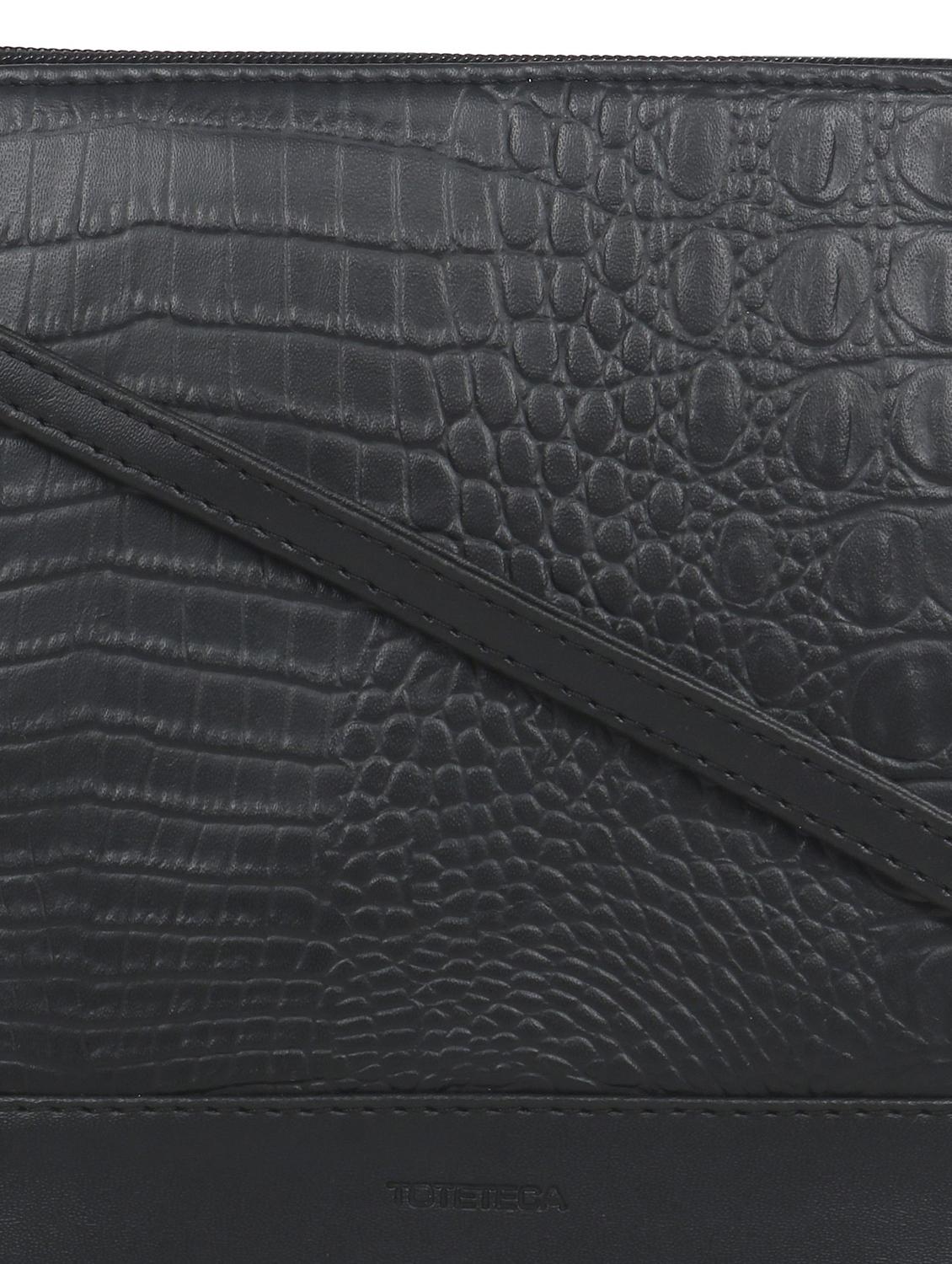 black leatherette (pu) sling bag - 17466782 - Standard Image - 3