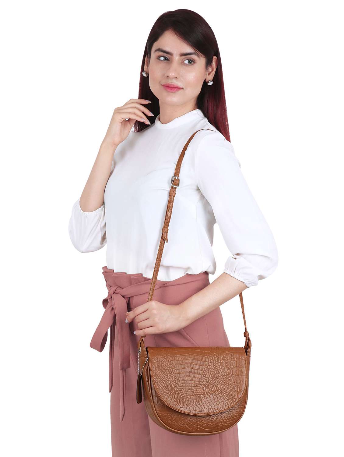 nude leatherette (pu) sling bag - 17466790 - Standard Image - 5