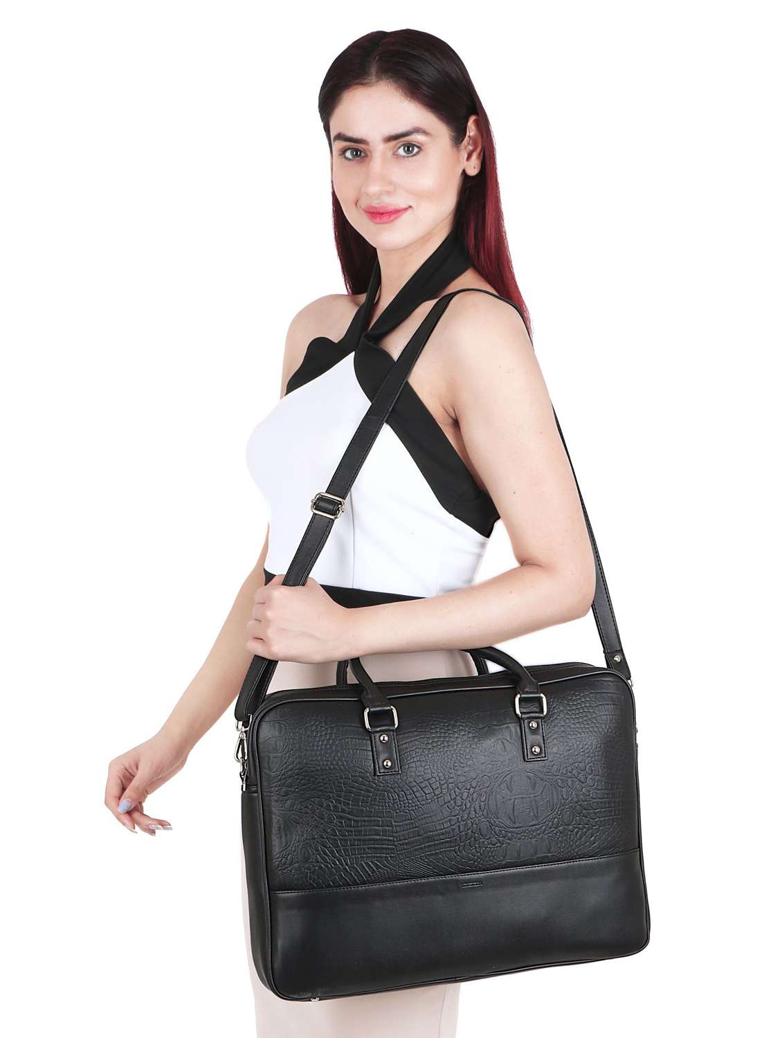 black leatherette (pu) regular laptop bag - 17466795 -  Standard Image - 5