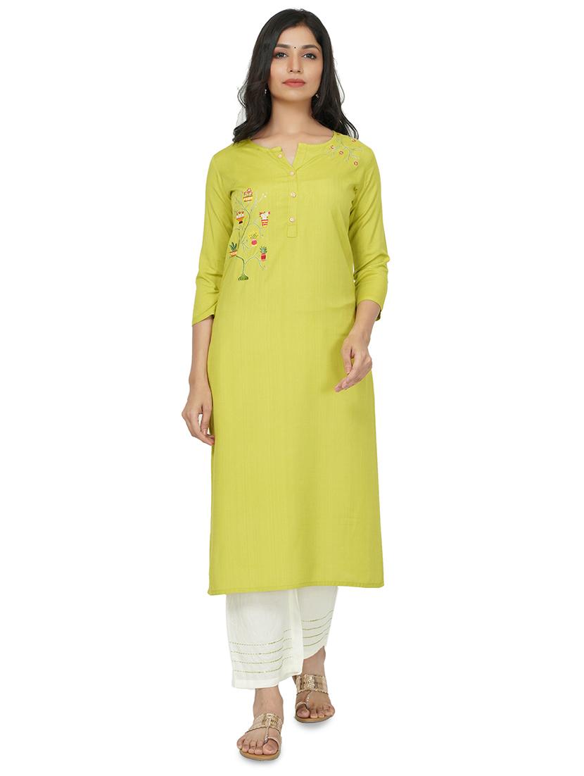 embroidered straight kurta - 17466943 - Zoom Image - 0
