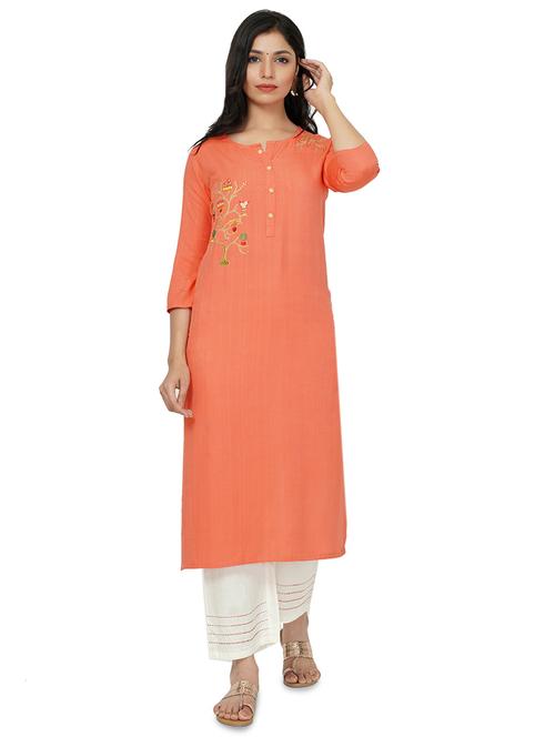 embroidered straight kurta - 17466944 - Standard Image - 0