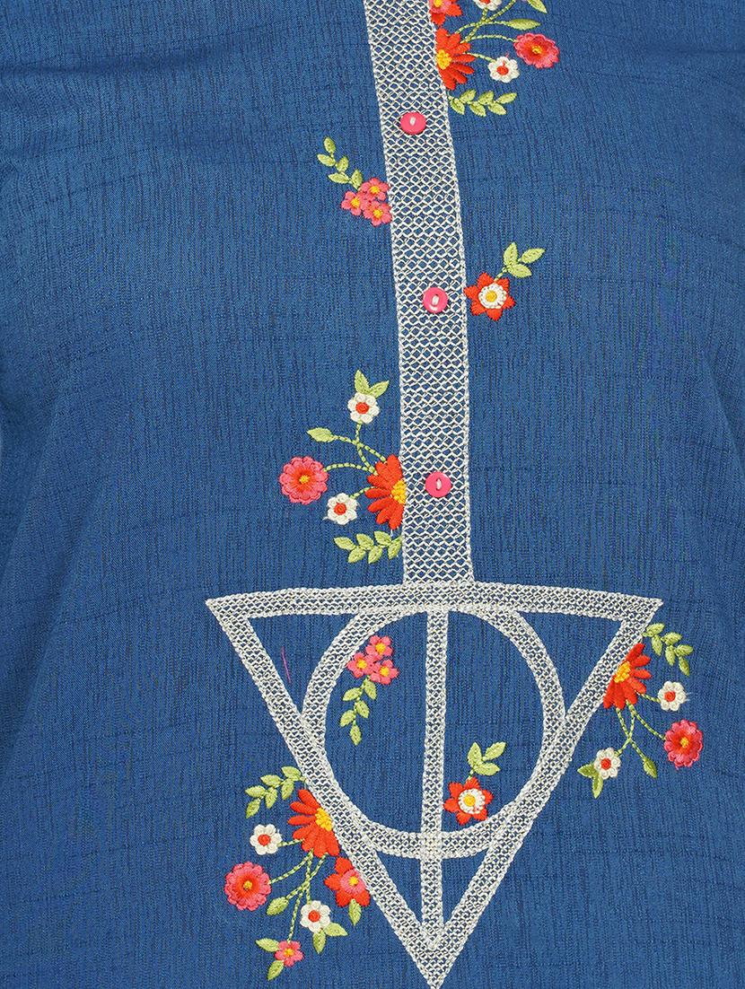 blue rayon straight kurta - 17466945 - Standard Image - 3