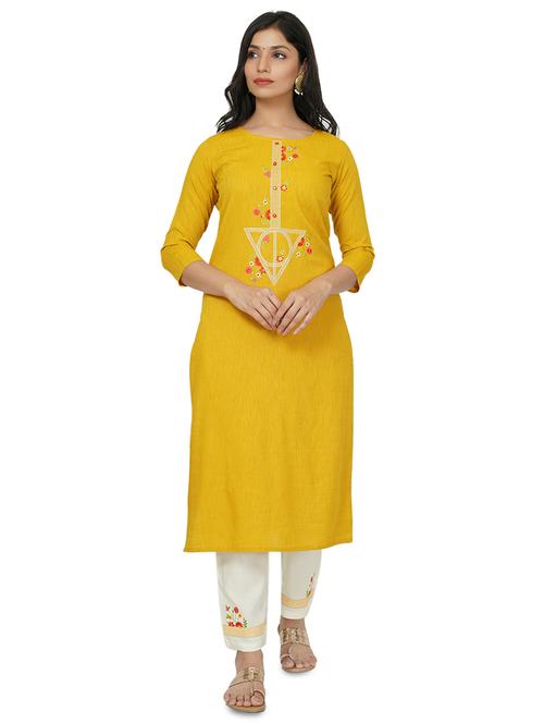 embroidered straight kurta - 17466946 -  Standard Image - 0