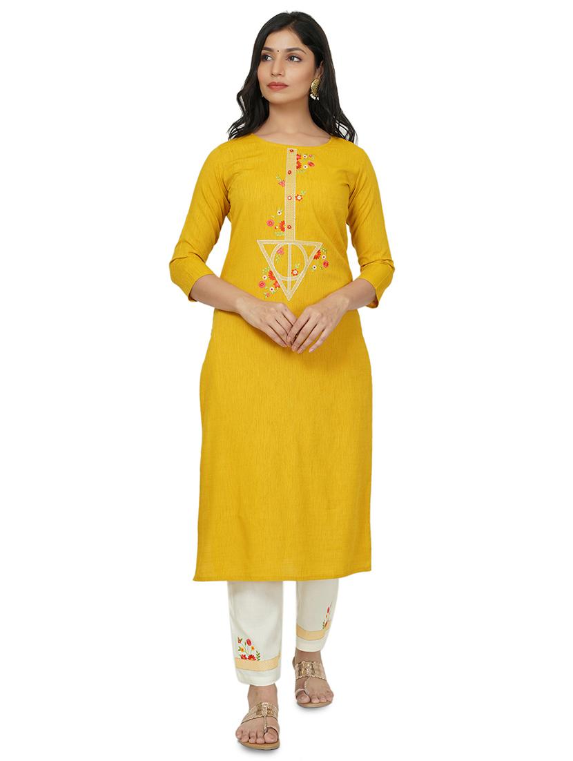 embroidered straight kurta - 17466946 -  Zoom Image - 0