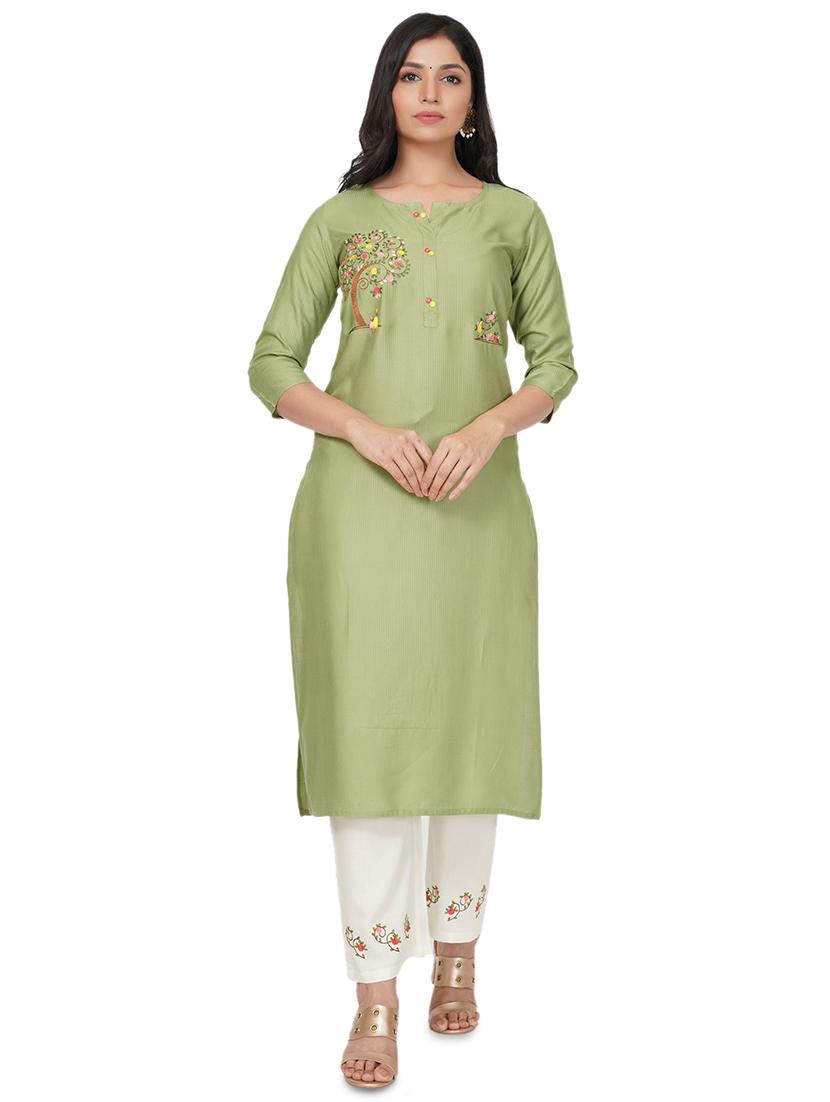 embroidered straight kurta - 17466949 -  Zoom Image - 0