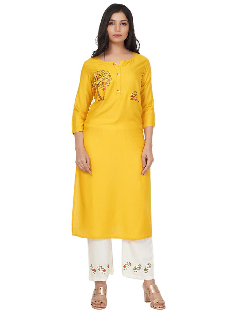 embroidered straight kurta - 17466950 -  Zoom Image - 0