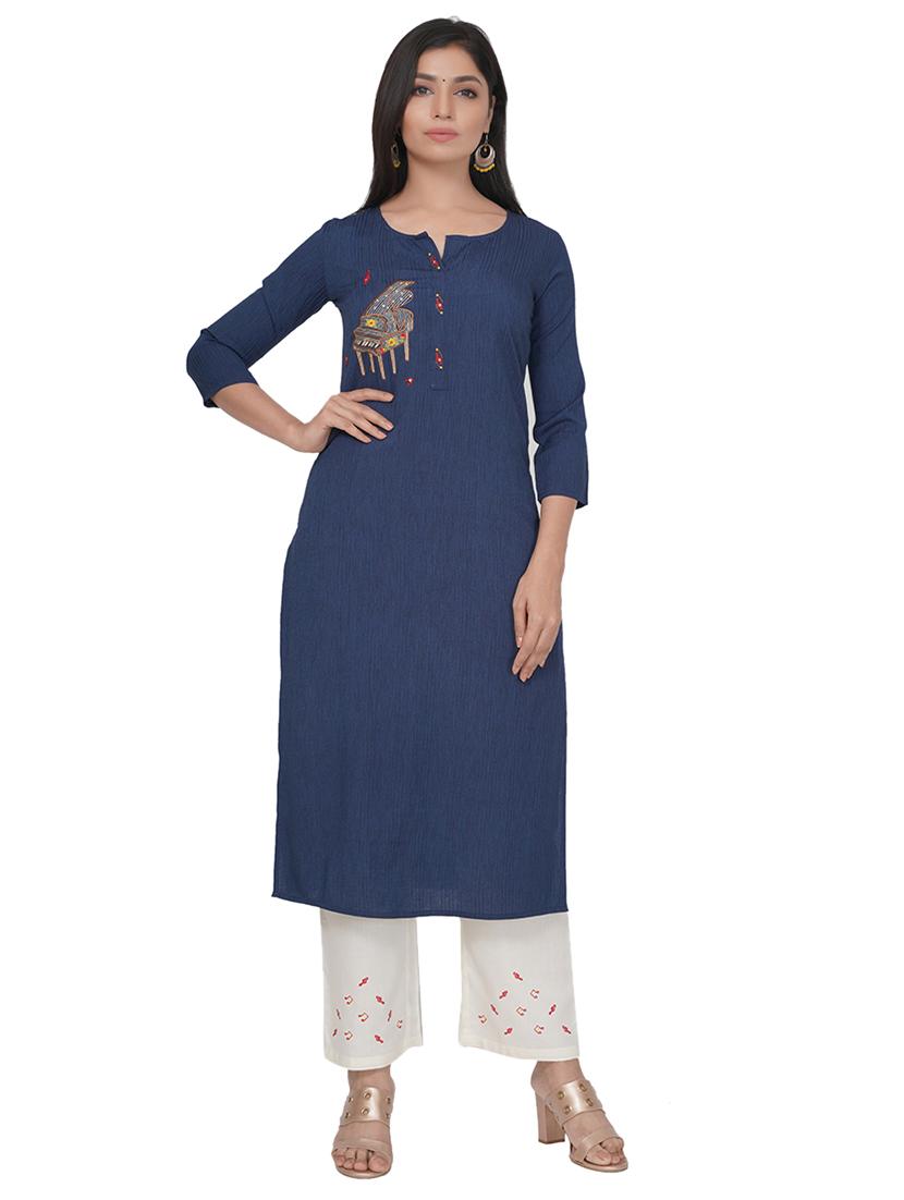 solid straight kurta - 17466956 -  Zoom Image - 0
