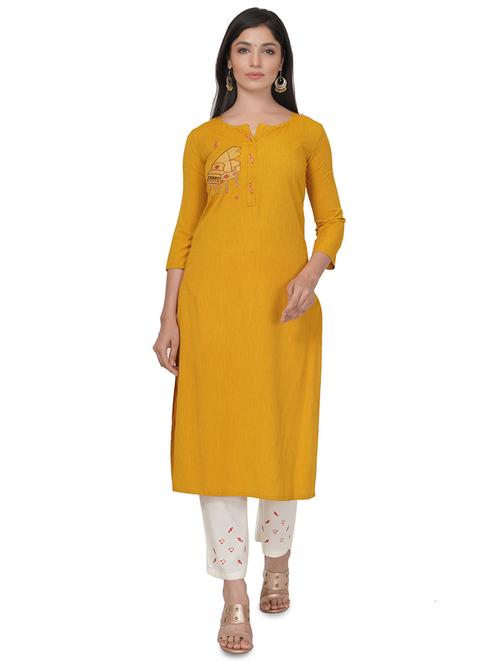 embroidered straight kurta - 17466958 -  Standard Image - 0