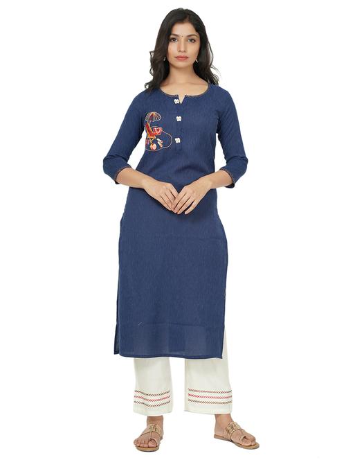 embroidered straight kurta - 17466961 -  Standard Image - 0