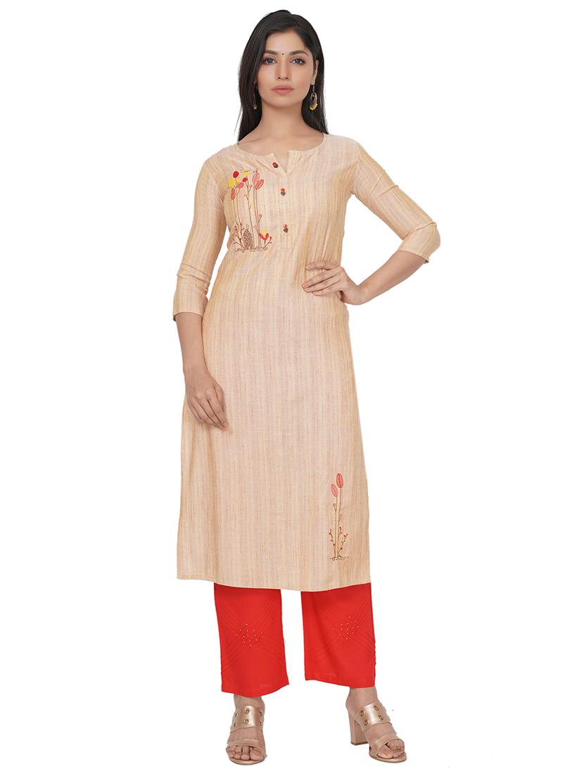 embroidered straight kurta - 17466973 -  Zoom Image - 0
