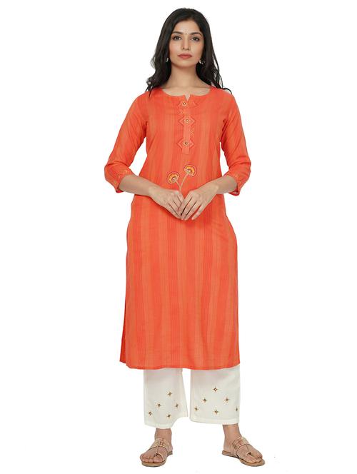 embroidered straight kurta - 17466980 -  Standard Image - 0