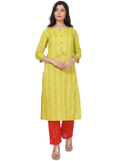embroidered straight kurta - 17466981 -  Standard Image - 0