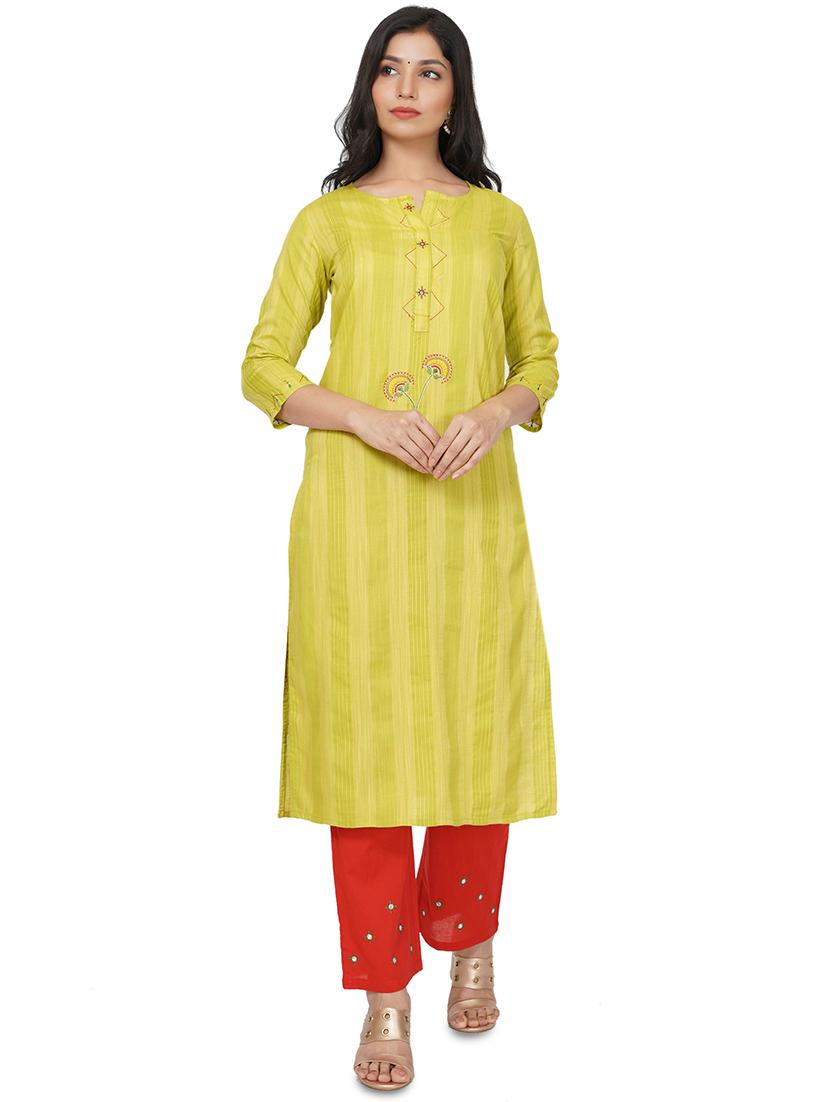 embroidered straight kurta - 17466981 -  Zoom Image - 0
