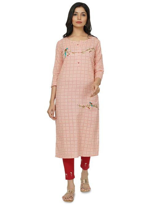 embroidered straight kurta - 17466984 -  Standard Image - 0