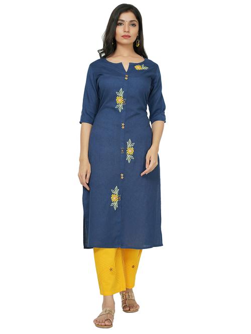 embroidered straight kurta - 17466995 - Standard Image - 0