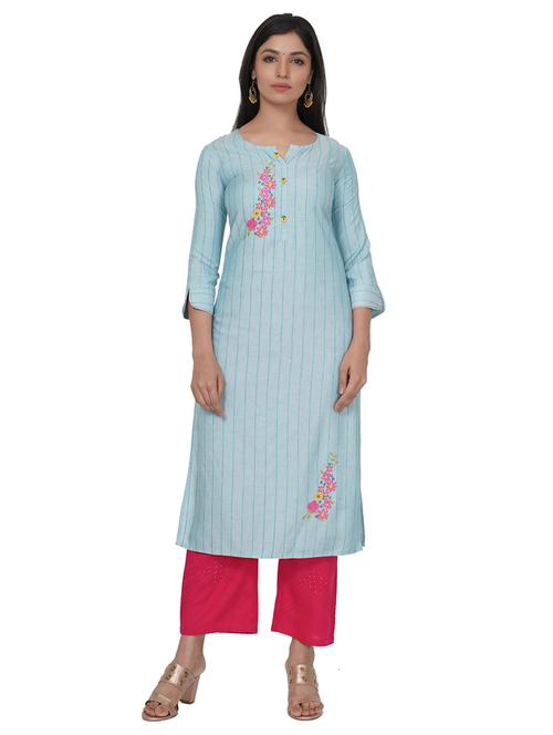 embroidered straight kurta - 17466998 -  Standard Image - 0