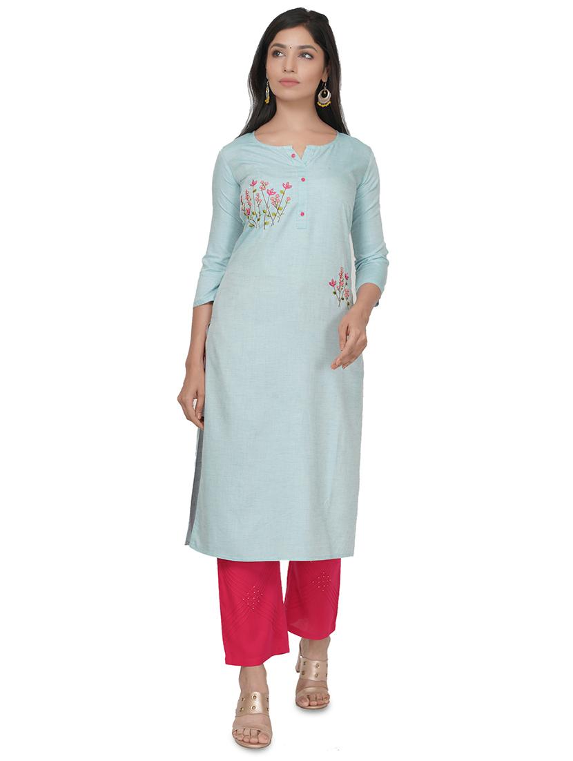 embroidered straight kurta - 17467000 -  Zoom Image - 0