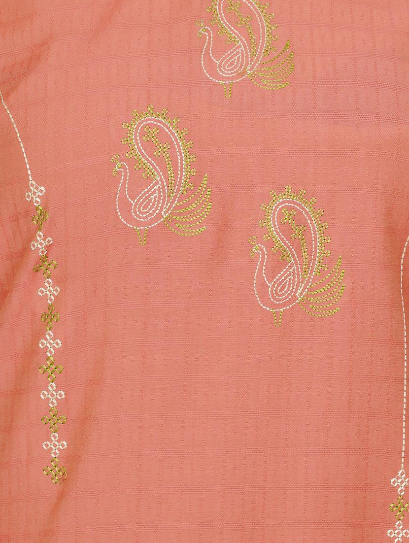 peach cotton straight kurta - 17467005 - Standard Image - 3