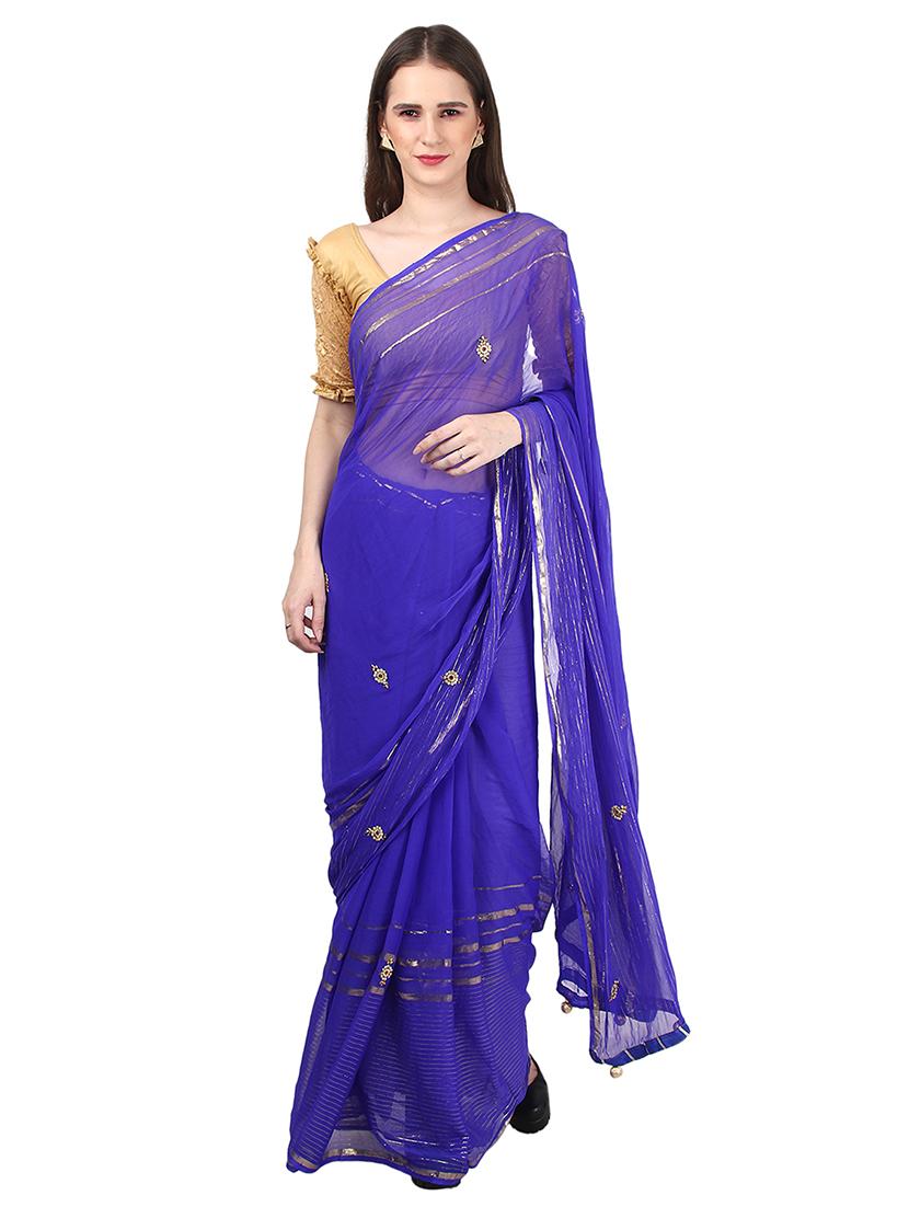 self design embroidered saree with blouse - 17467086 -  Zoom Image - 0