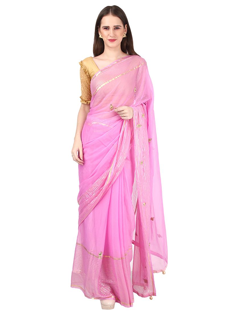 self design embroidered saree with blouse - 17467090 - Zoom Image - 0