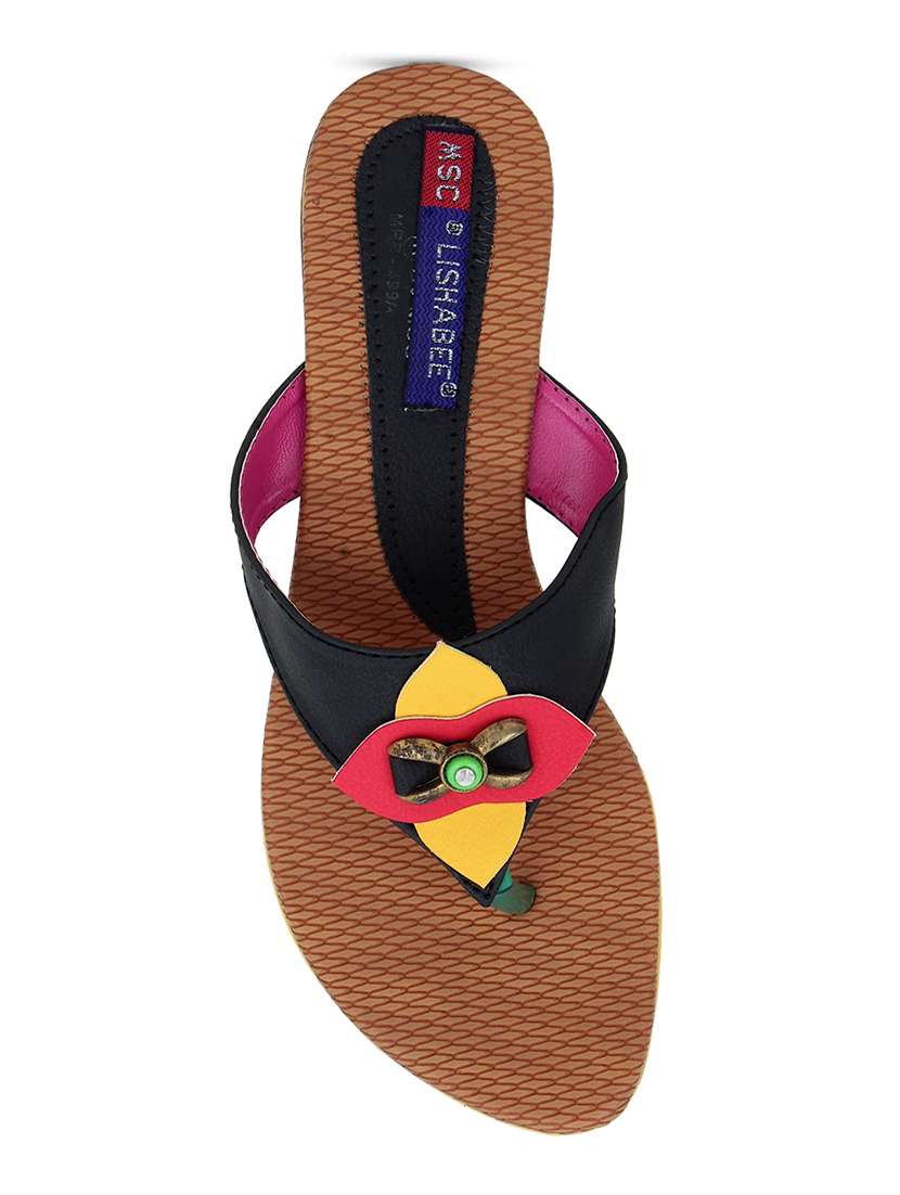 black synthetic slip on sandals - 17467415 -  Standard Image - 3