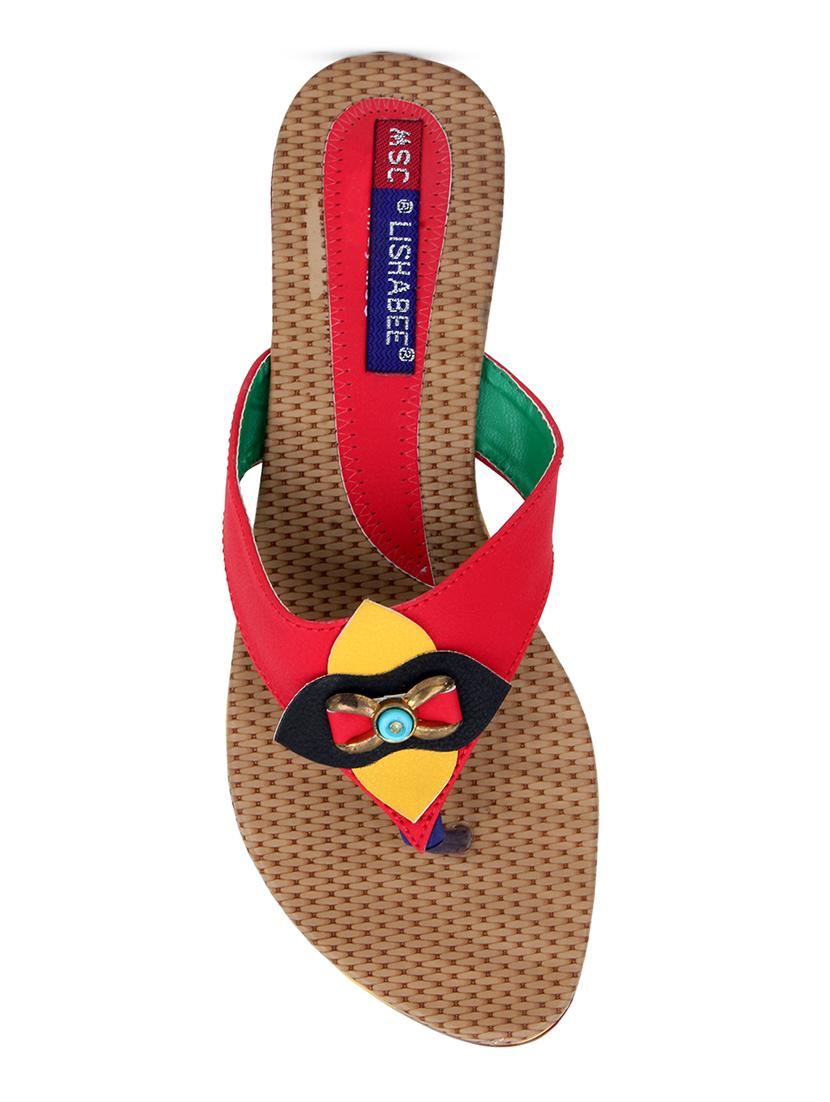 red synthetic slip on sandals - 17467416 -  Standard Image - 3