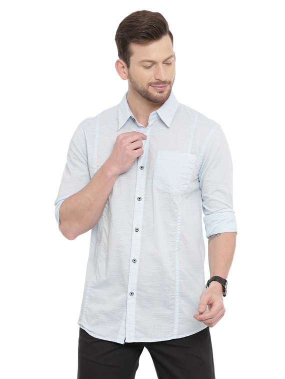 light blue solid casual shirt - 17468084 - Zoom Image - 0