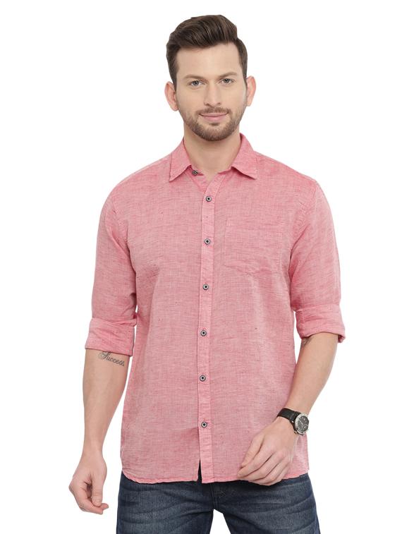 red solid casual shirt