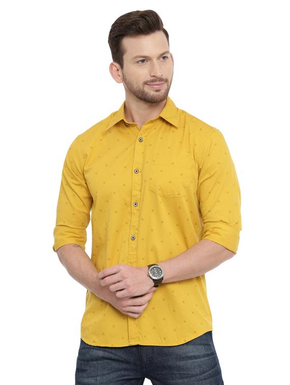 mustard printed casual shirt