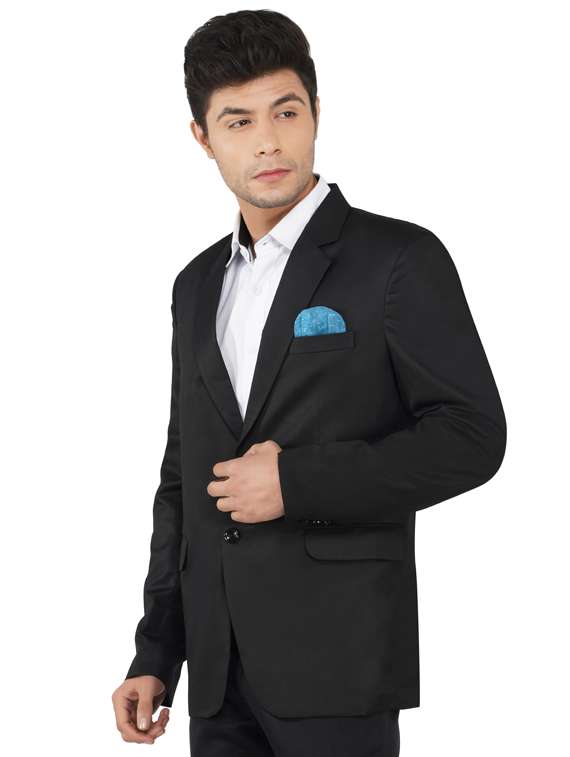 black solid single breasted formal blazer
