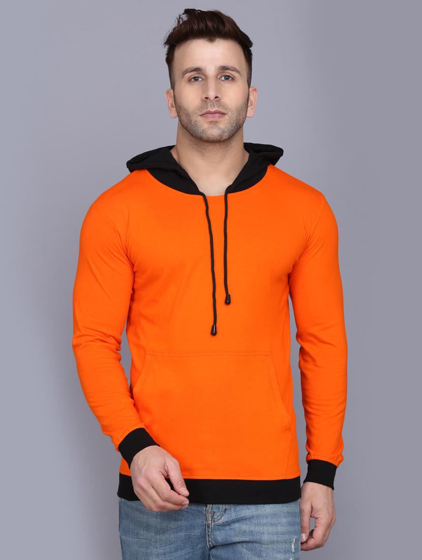 orange solid hooded t-shirt - 17468579 - Zoom Image - 0