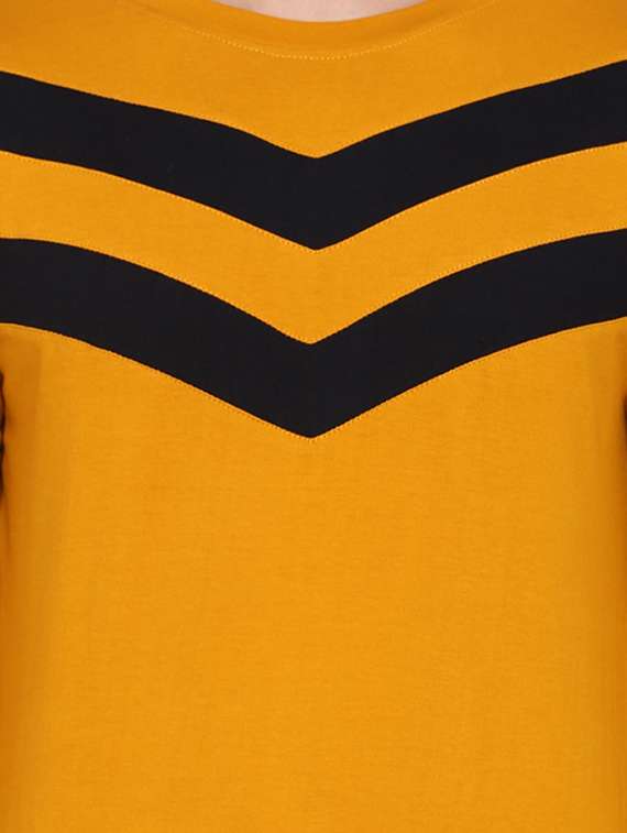 mustard color block cut & sew t-shirt - 17468605 - Standard Image - 3