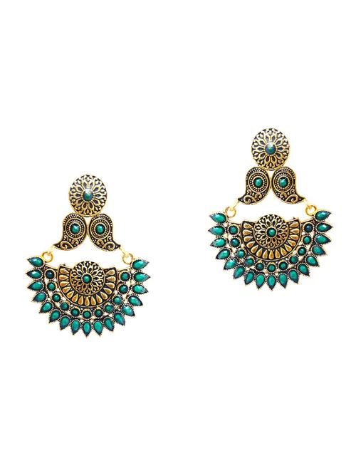 green metal drop earring - 17468674 - Standard Image - 0