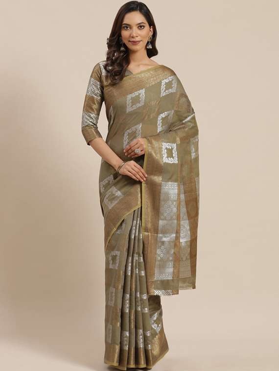 self design woven saree with blouse - 17468994 -  Zoom Image - 0