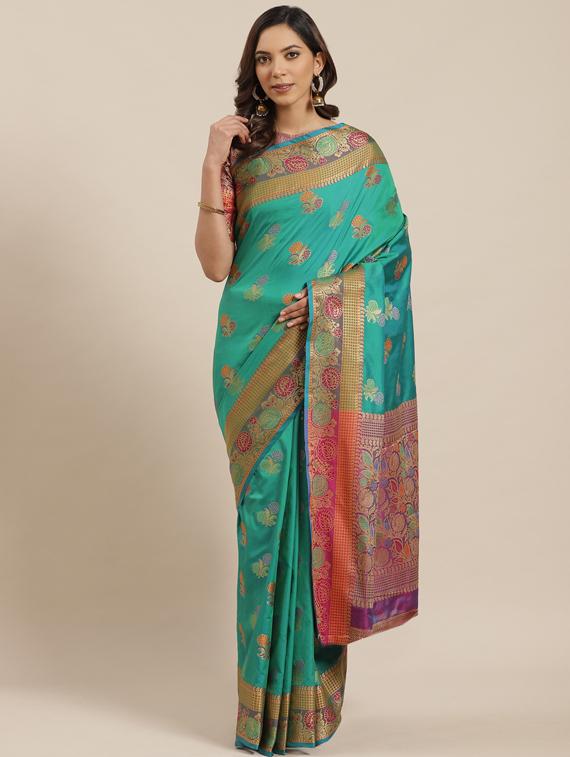 floral banarasi saree with blouse - 17468997 -  Zoom Image - 0