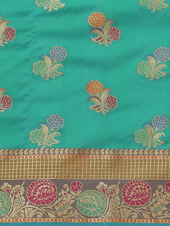 floral banarasi saree with blouse - 17468997 - Standard Image - 3
