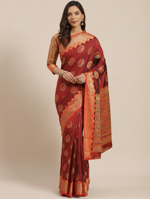 floral banarasi saree with blouse - 17469024 -  Standard Image - 0