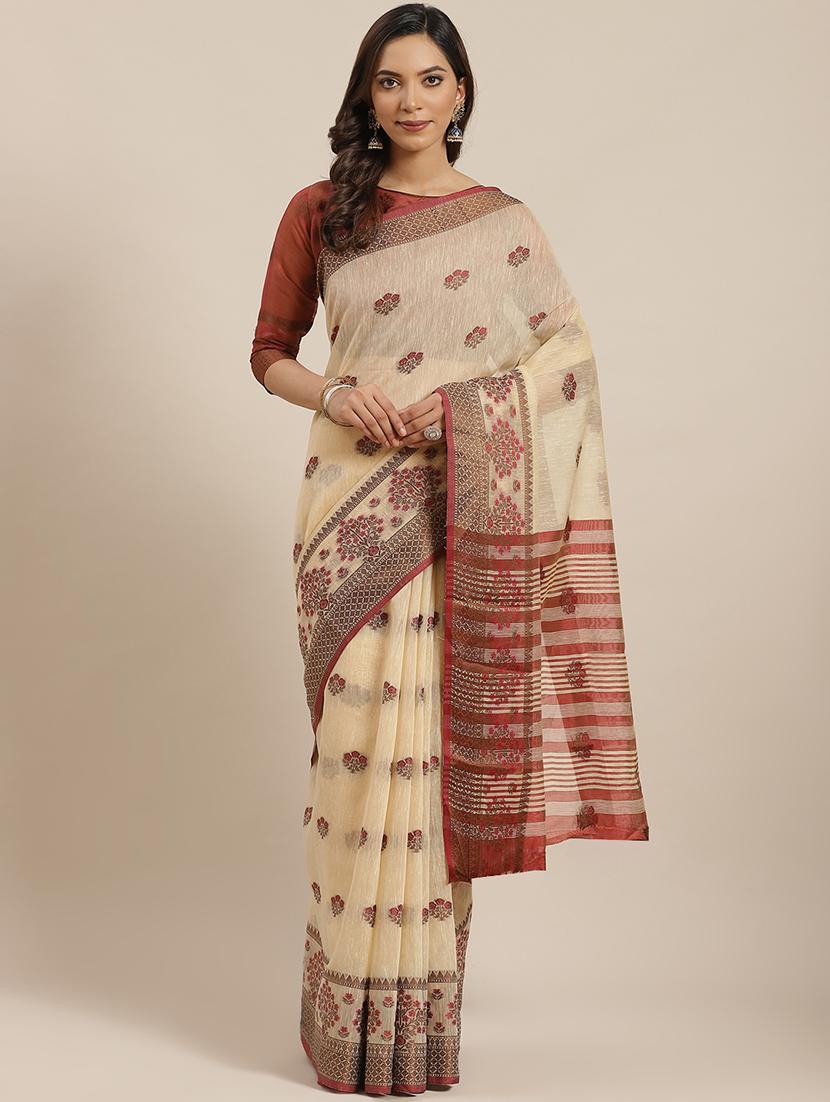 self design woven saree with blouse - 17469026 - Zoom Image - 0