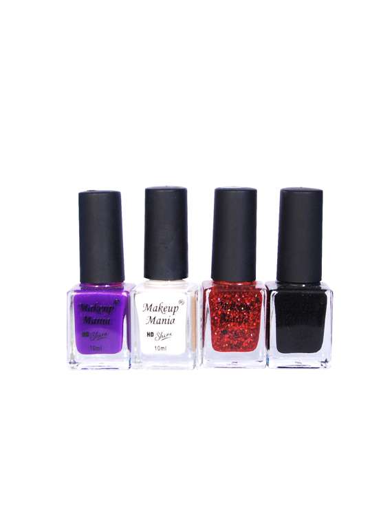 makeup mania nail polish combo, nail paint combo set of 4 pcs x 10ml each, nail polish set (453)
