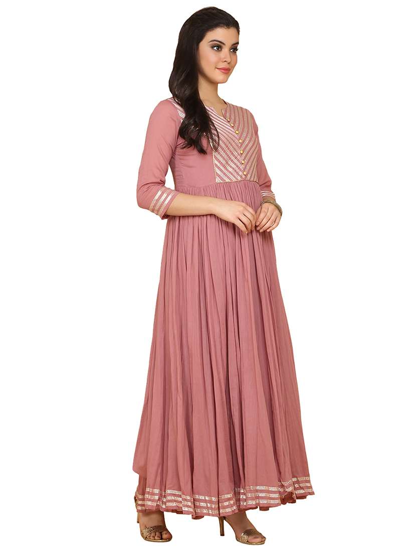 pink cotton flared gown