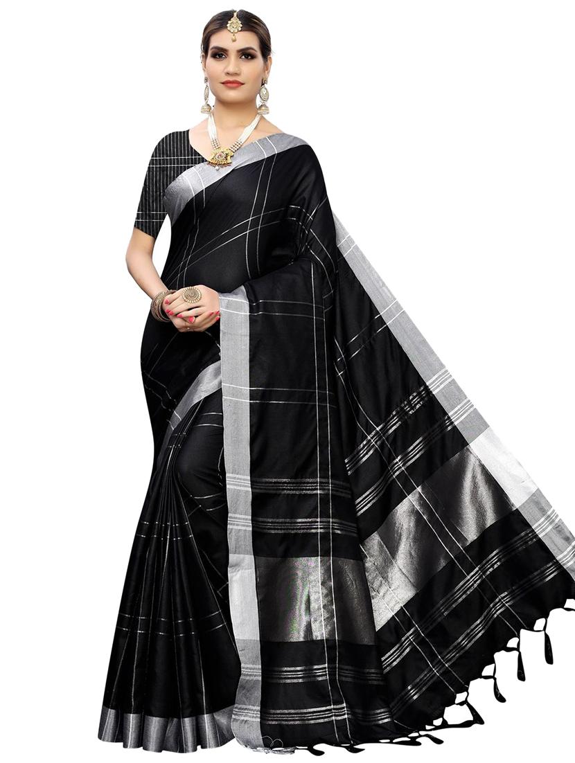checkered woven saree - 17470451 - Zoom Image - 0