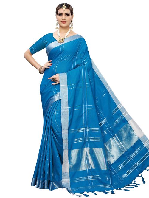 checkered woven saree - 17470452 -  Standard Image - 0