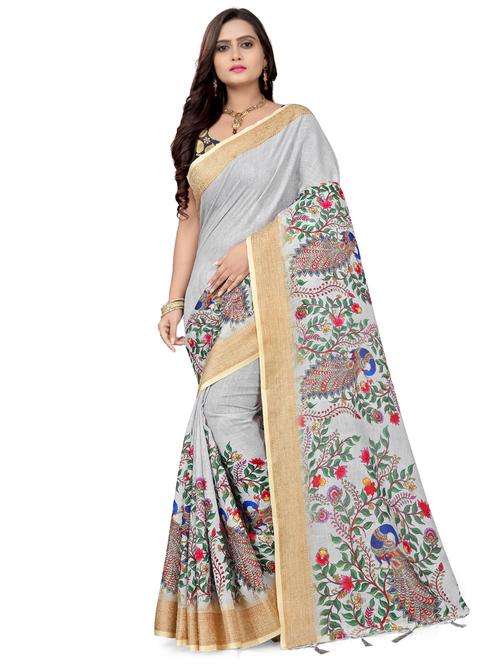 floral printed saree with blouse - 17470775 -  Standard Image - 0