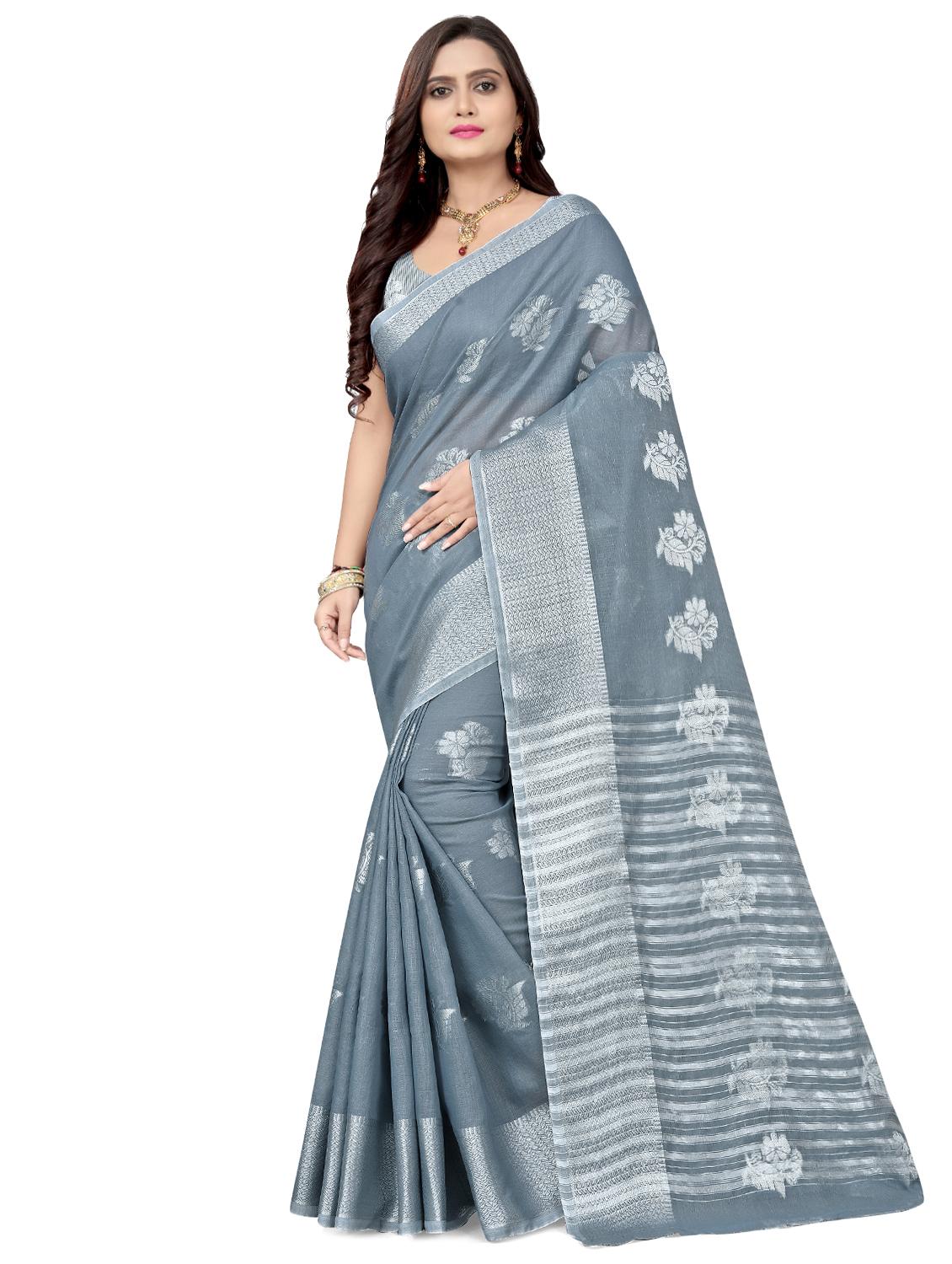 floral banarasi saree with blouse - 17470788 - Zoom Image - 0