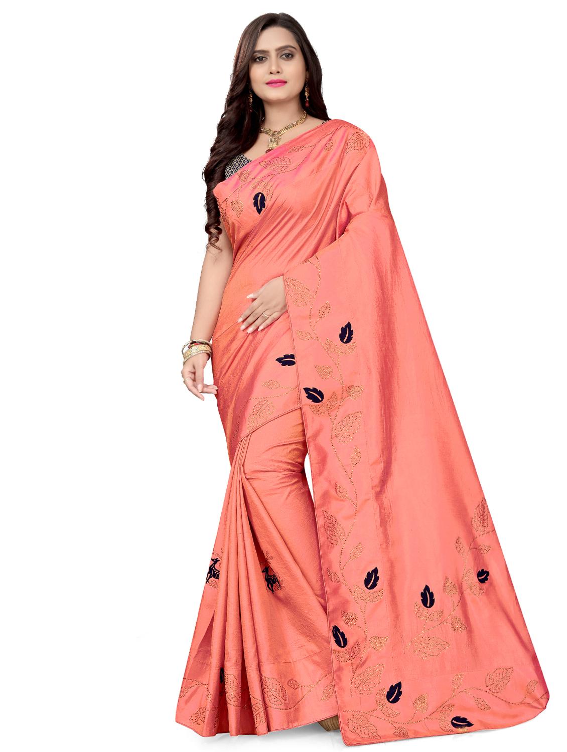 solid embellished saree - 17470791 - Zoom Image - 0