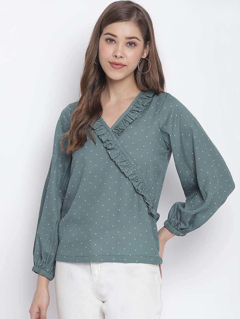 frill detail solid top 