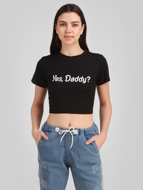 round neck quirky crop tee - 17471216 - Standard Image - 0
