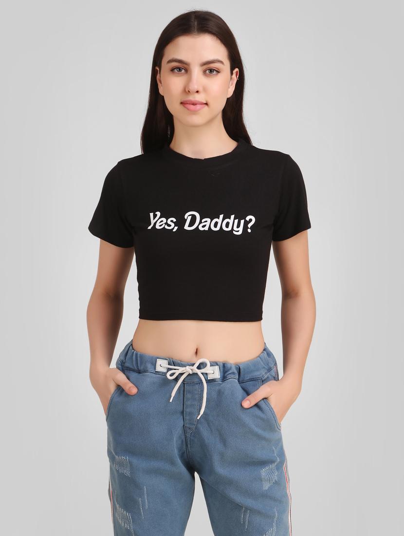 round neck quirky crop tee - 17471216 - Zoom Image - 0