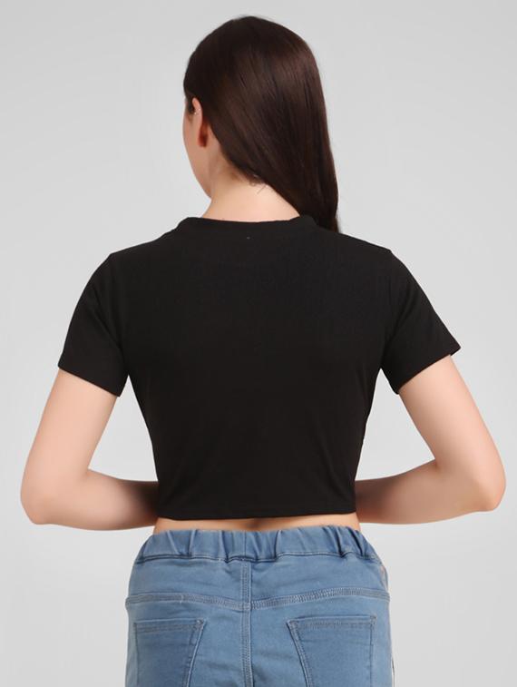round neck quirky crop tee - 17471216 - Standard Image - 3