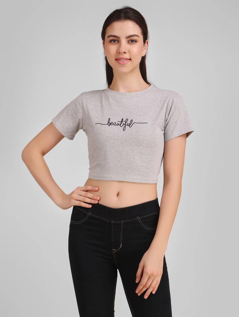 round neck quirky crop tee - 17471223 - Zoom Image - 0